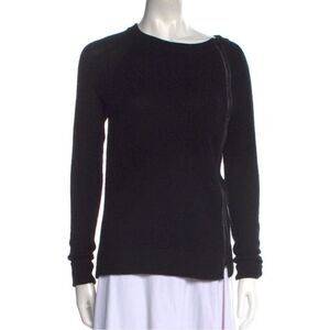 Vince Wool Sweater XXS Leather Trim Zipper